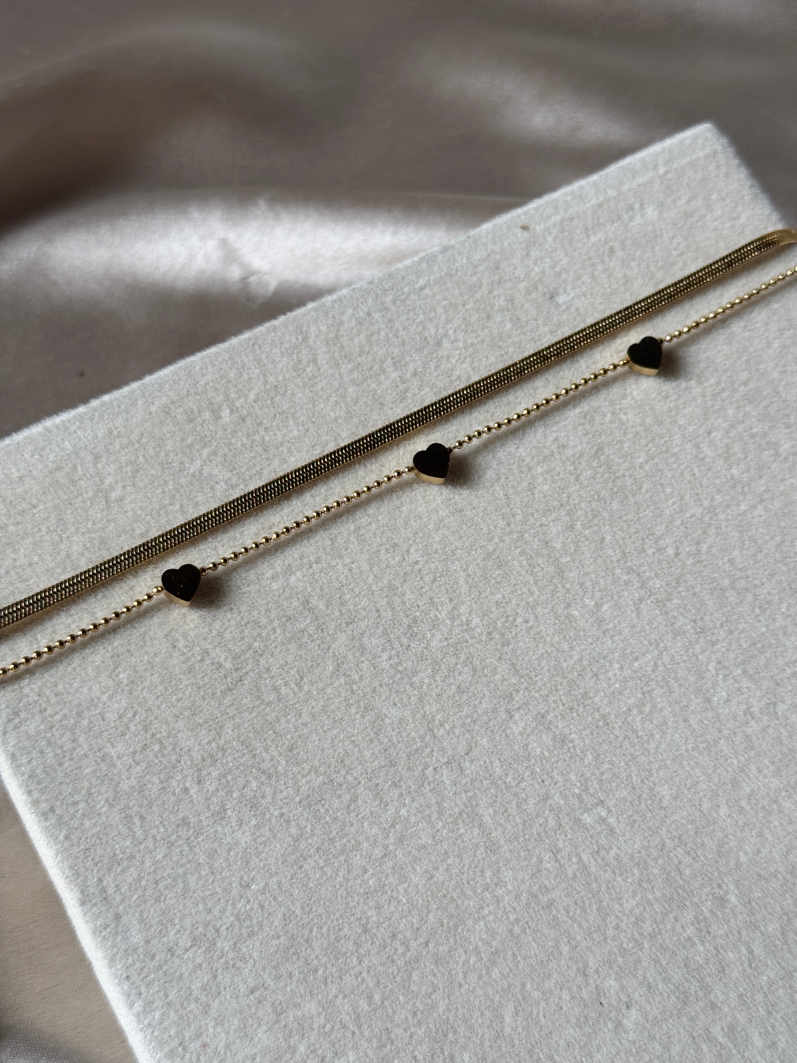 Double layer heart bracelet