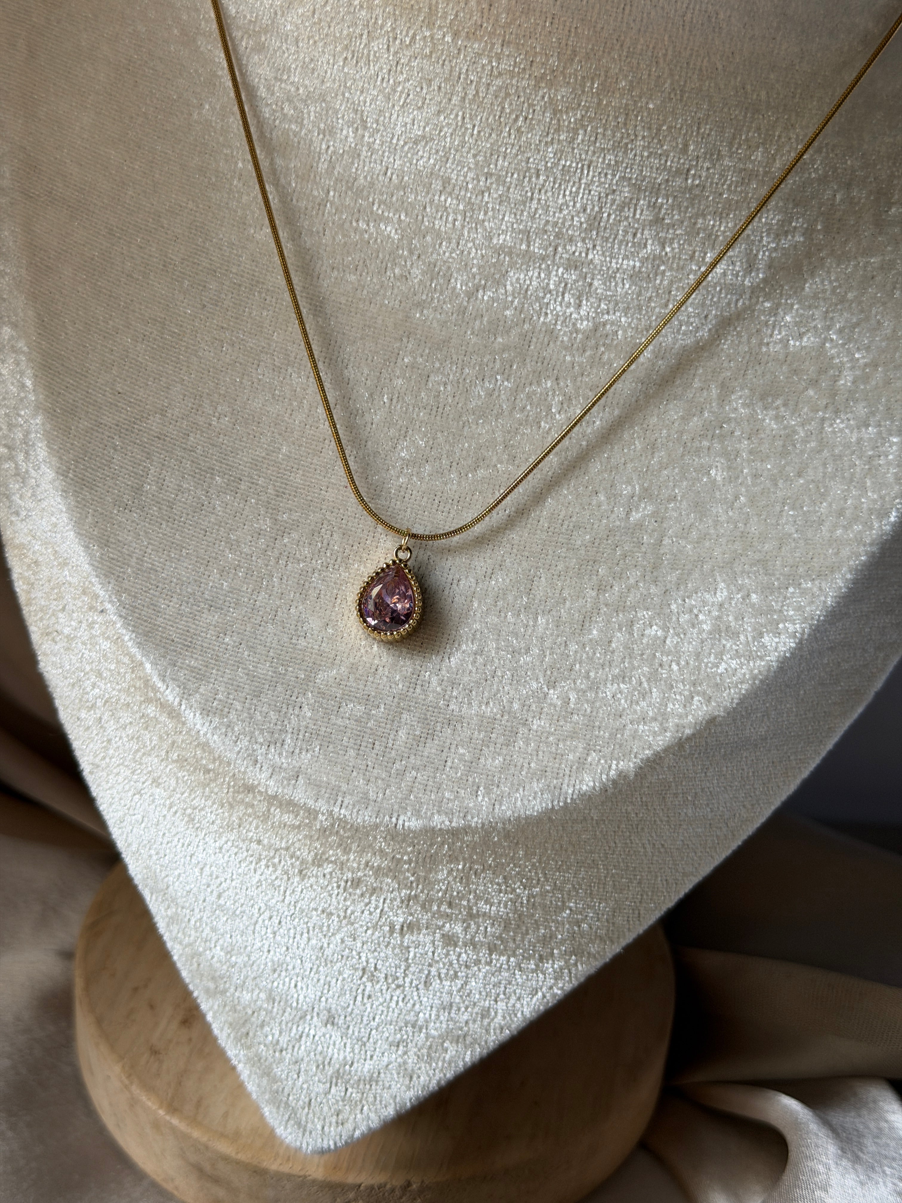 Pink drop necklace