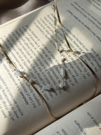 White beaded double layer chain