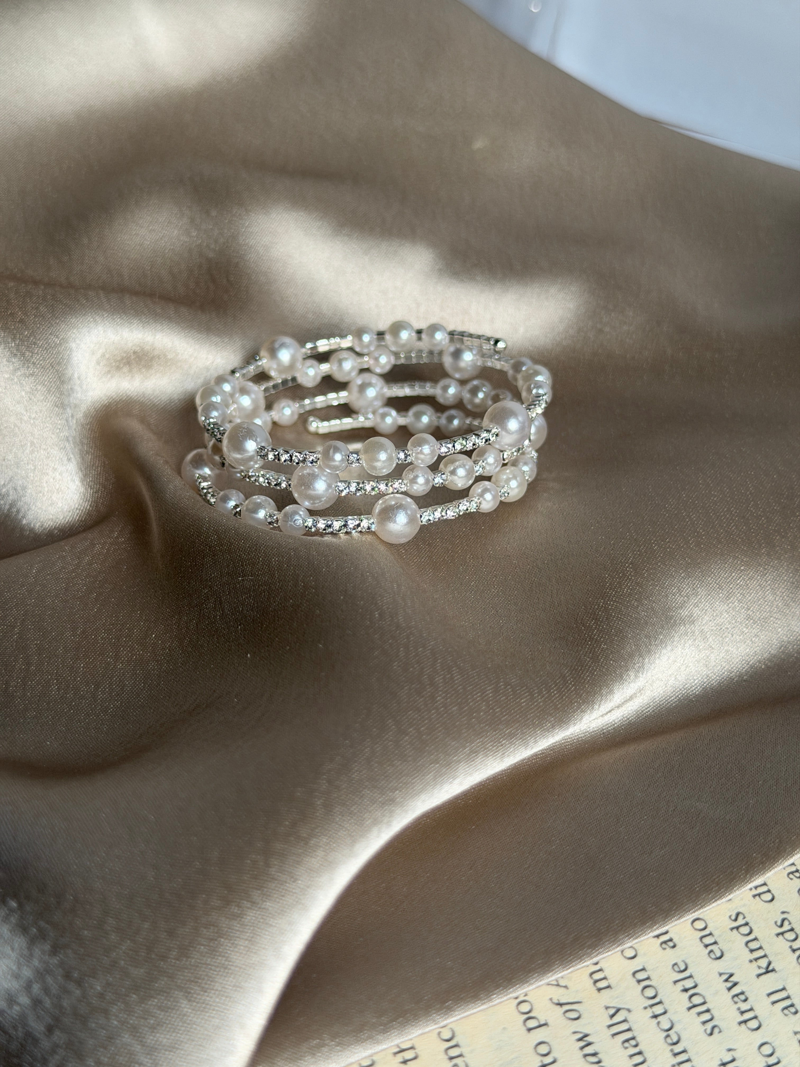 Spiral pearl bangle
