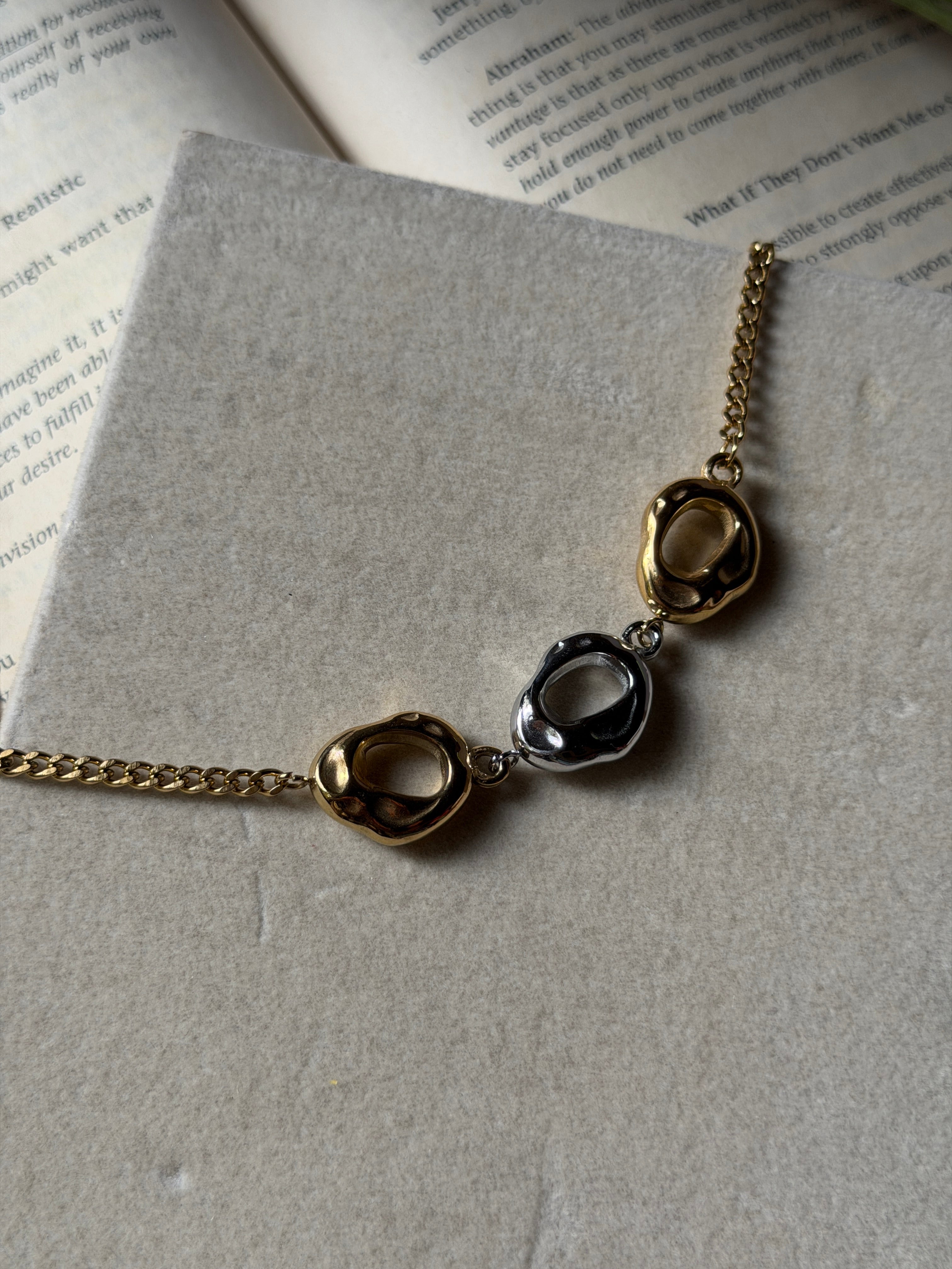 Chunky silver gold bracelet