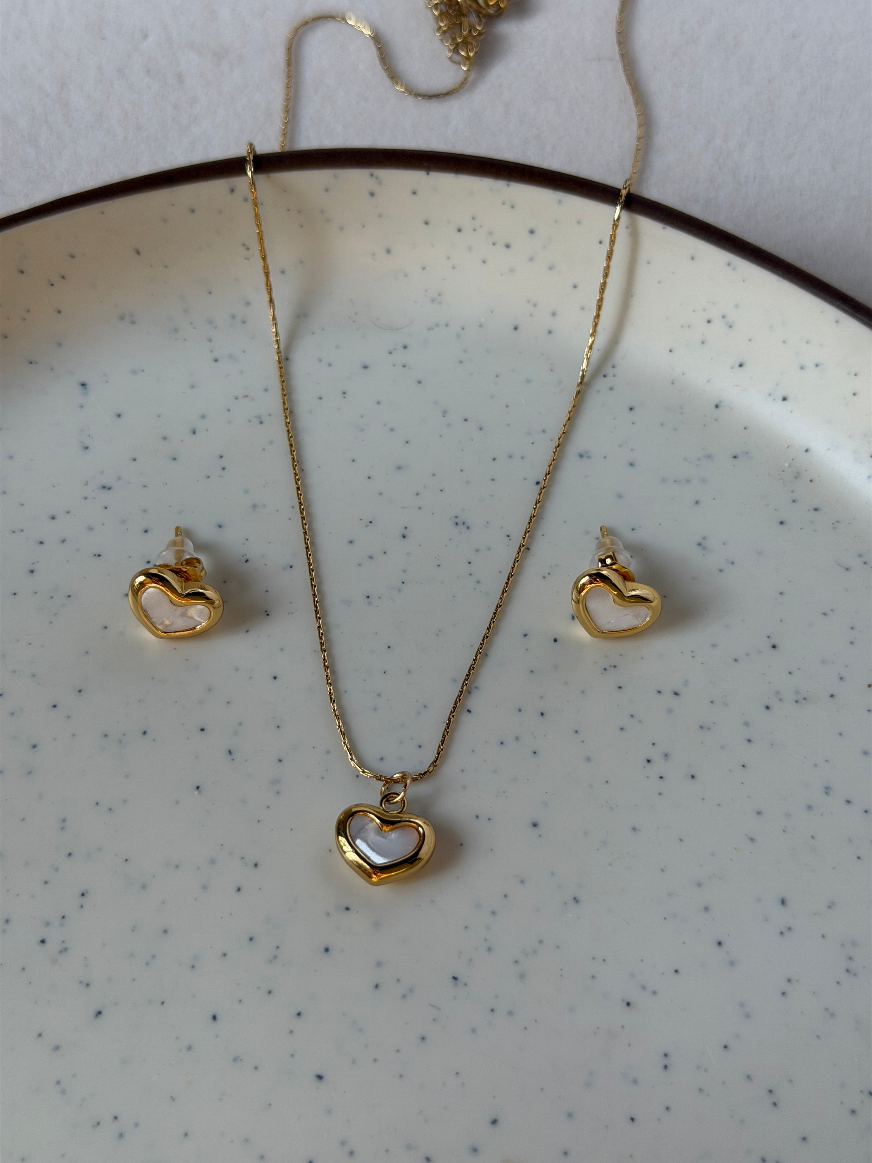 Heart necklace earring set