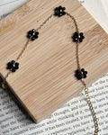 Black beads flower bracelet