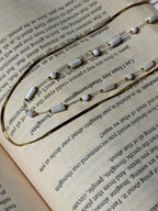White beaded double layer chain