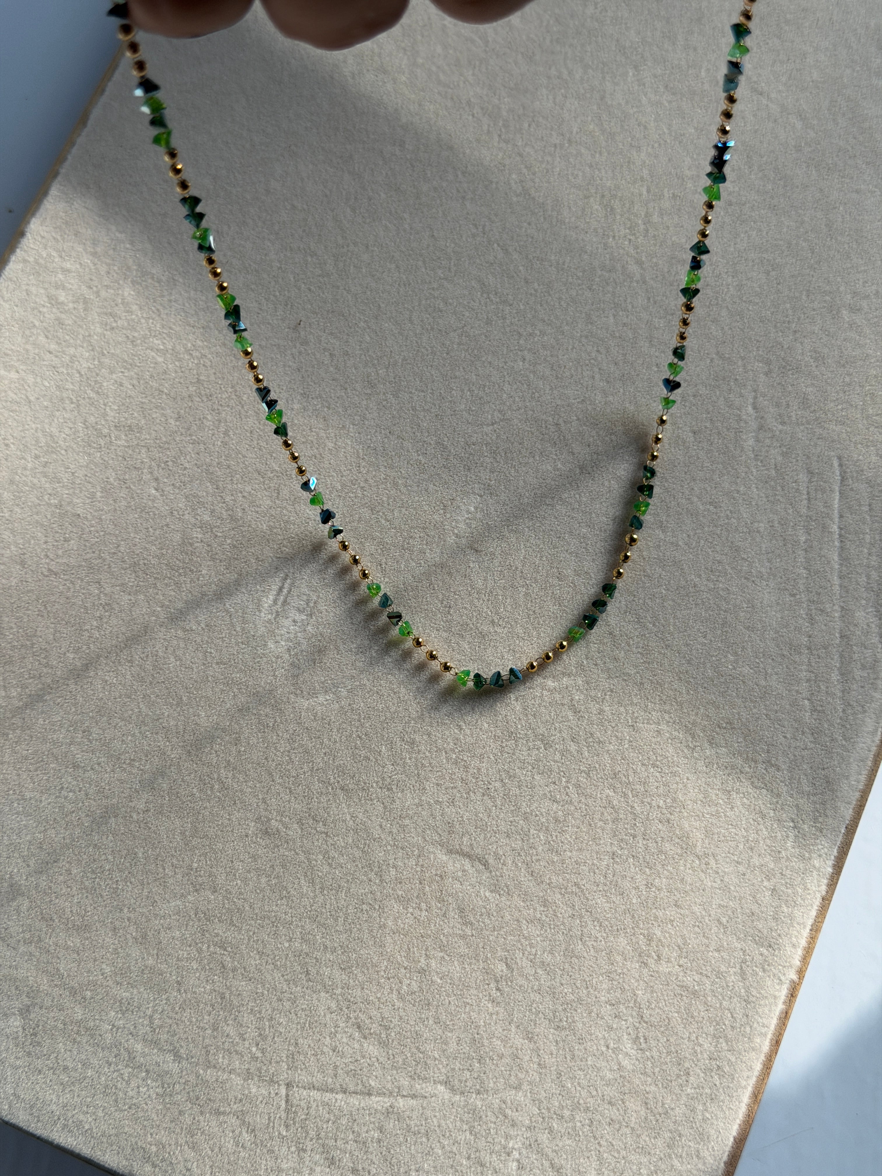 Green bead necklace