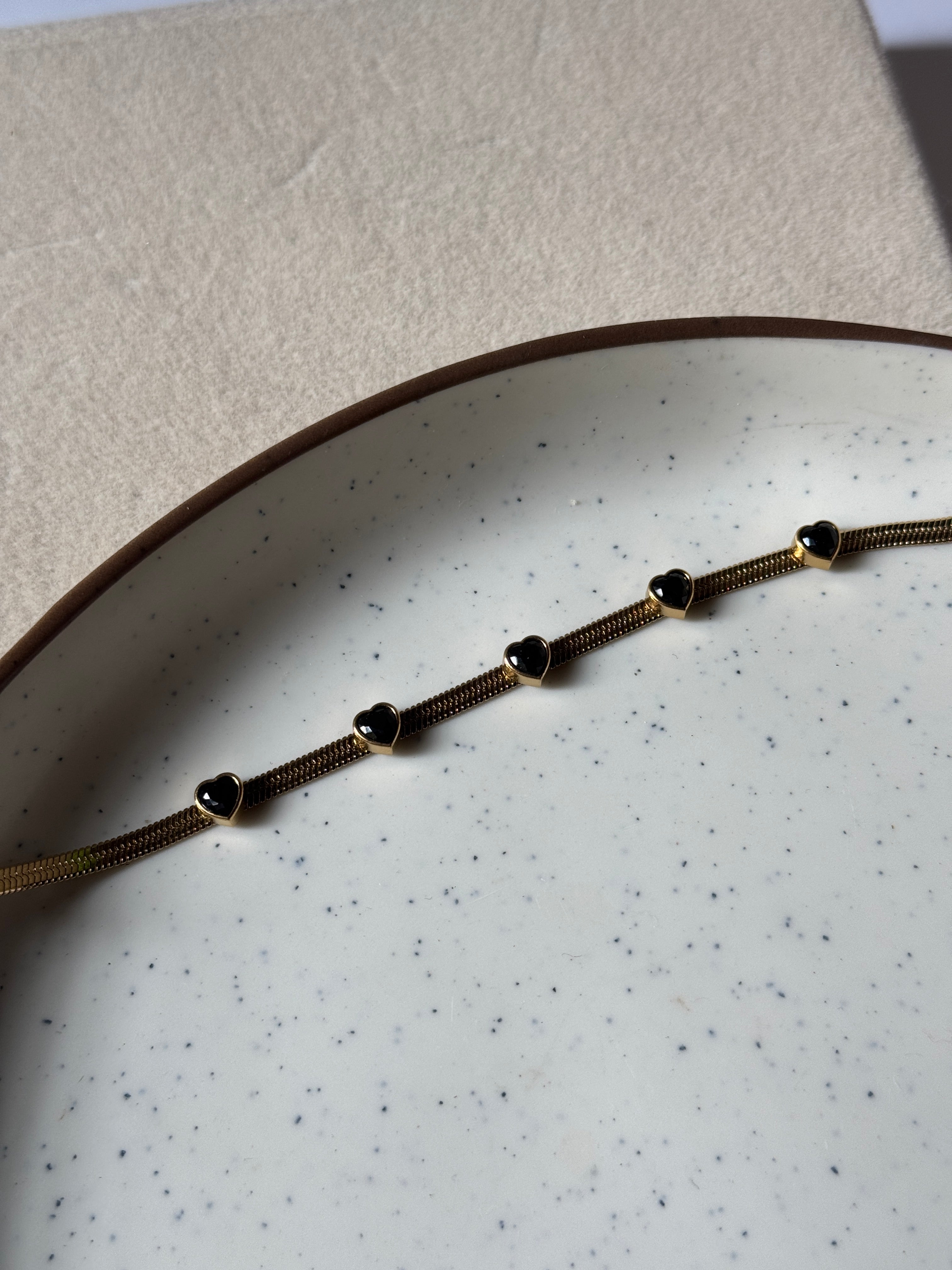 Black heart snake bracelet