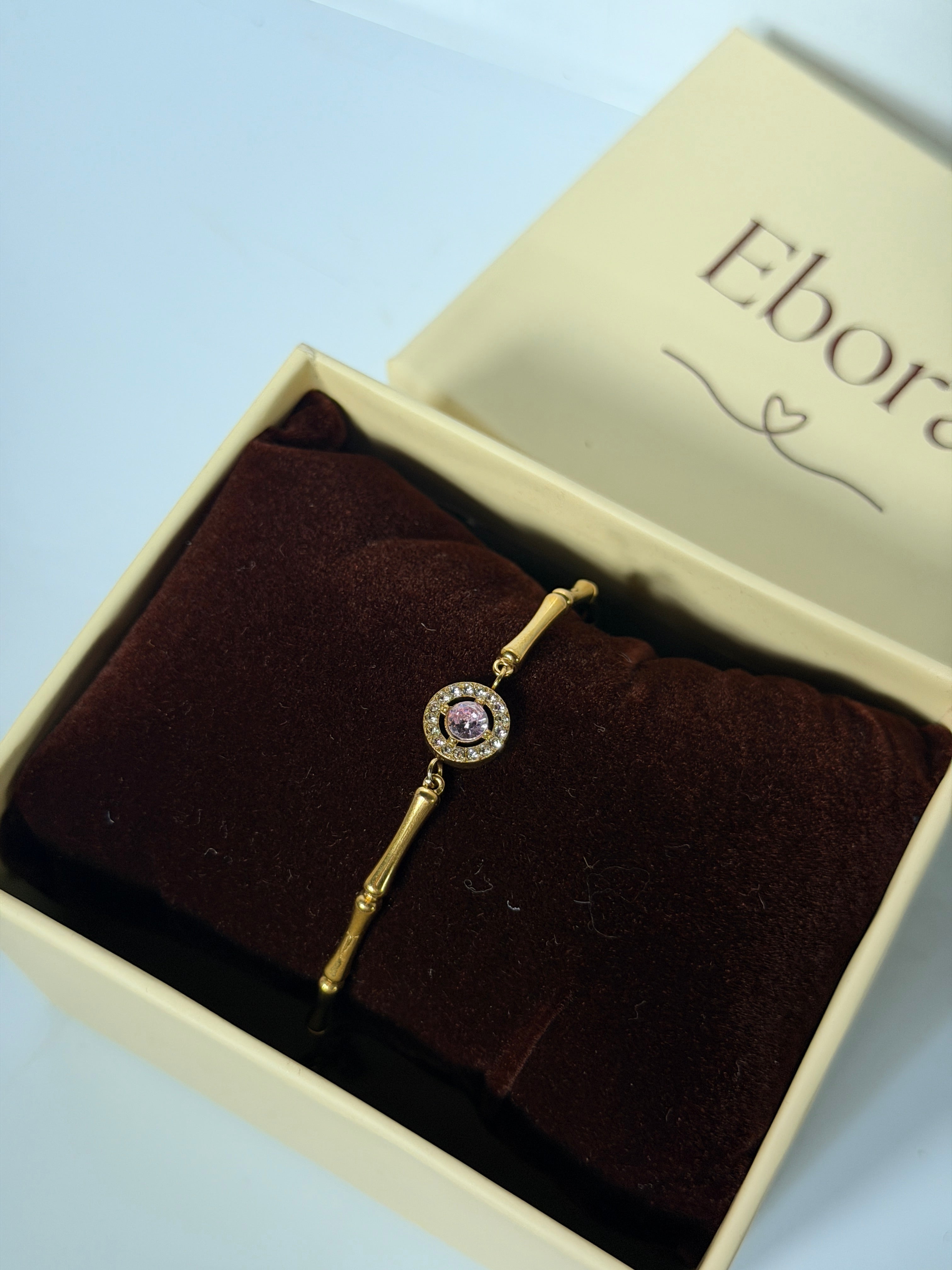 Ethereal pink stone round bracelet