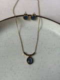 Sapphire necklace earring set
