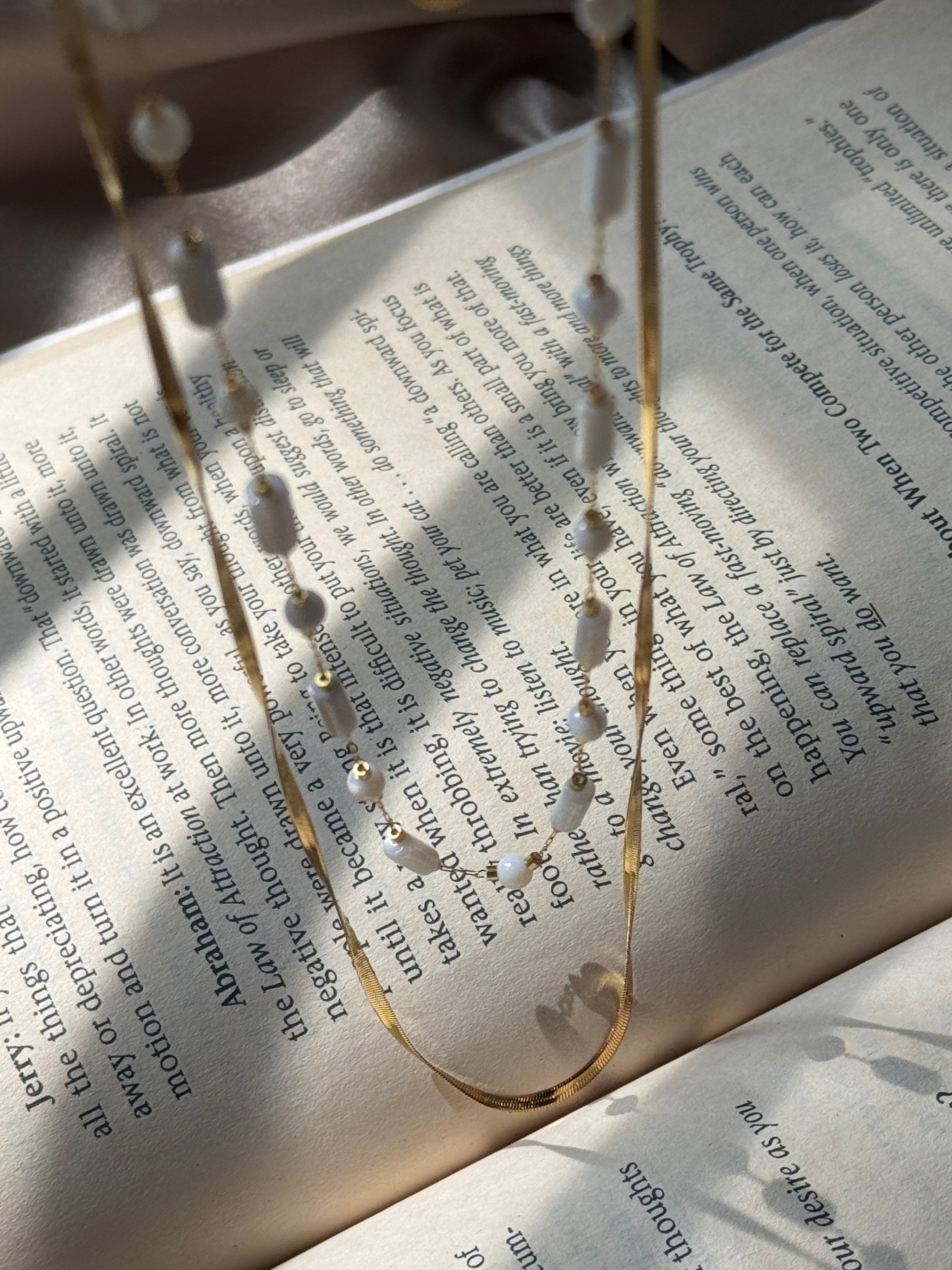 White beaded double layer chain