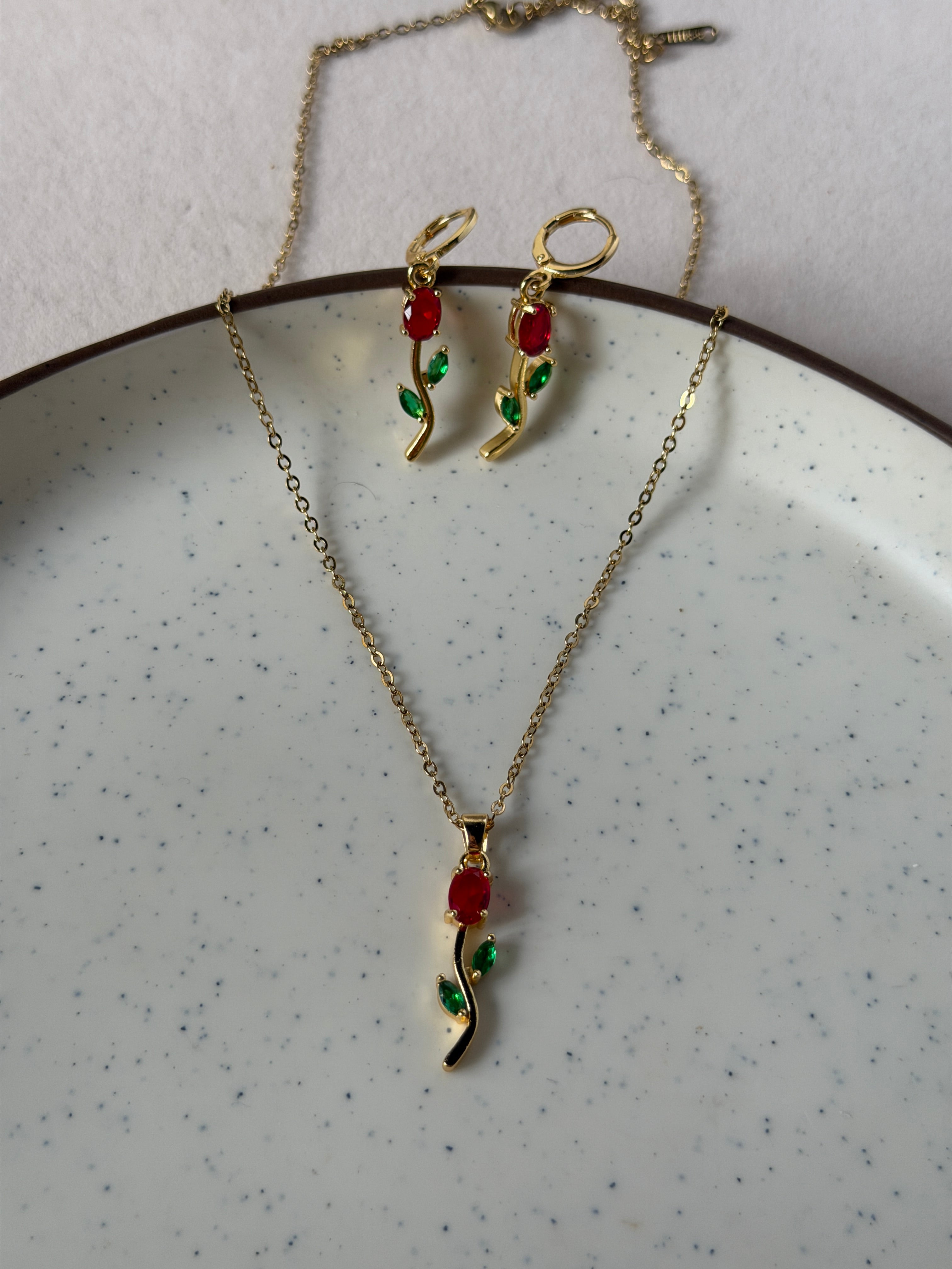 Tulip necklace earring set
