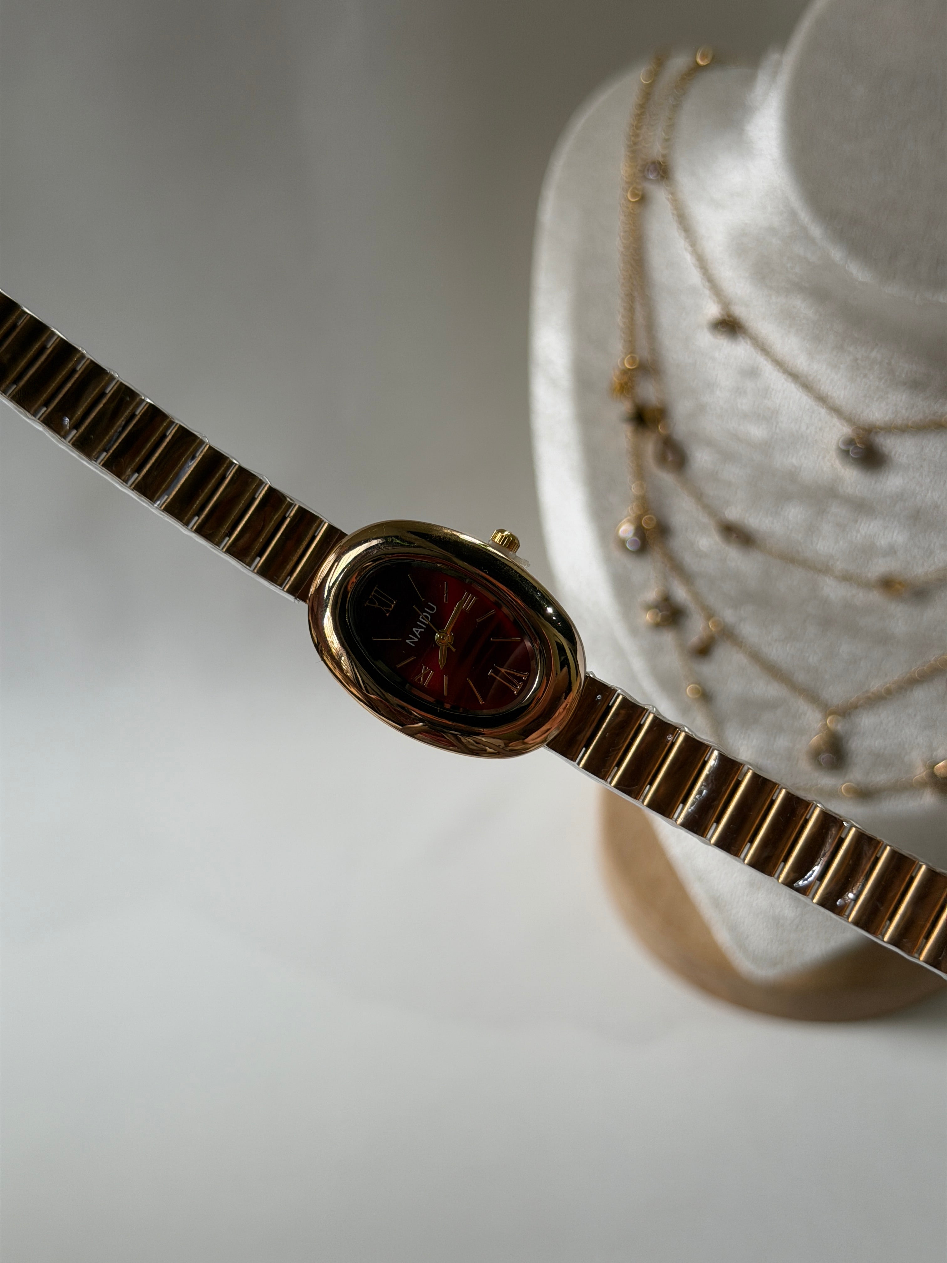 Cherry red vintage watch