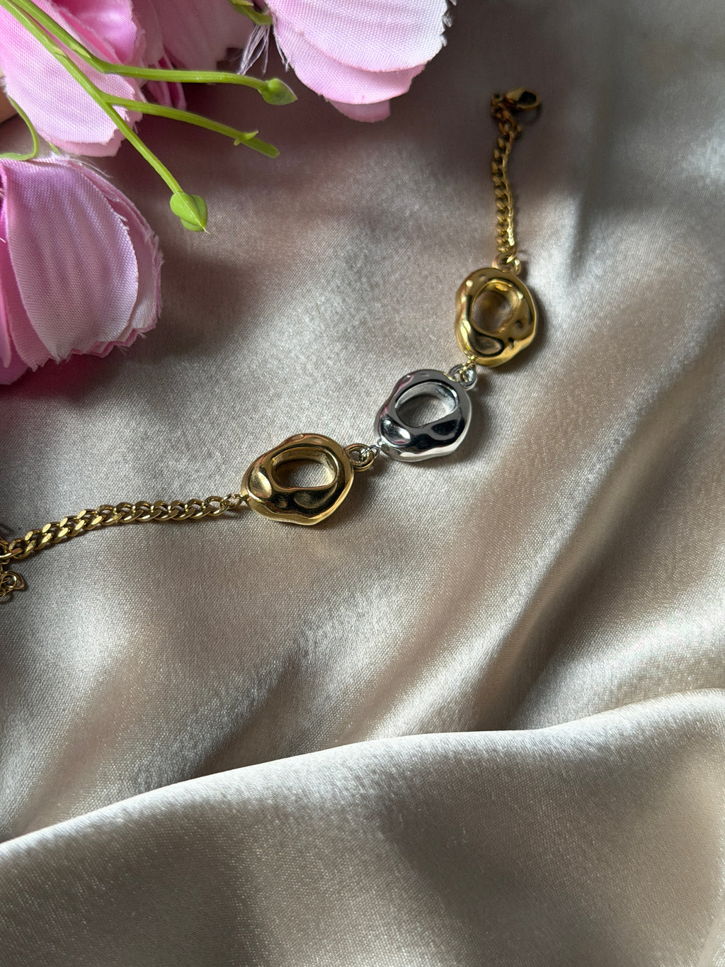 Chunky silver gold bracelet