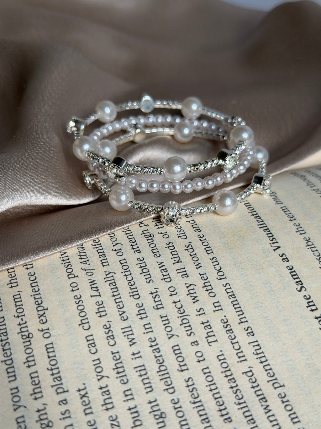 Spiral pearl bangle