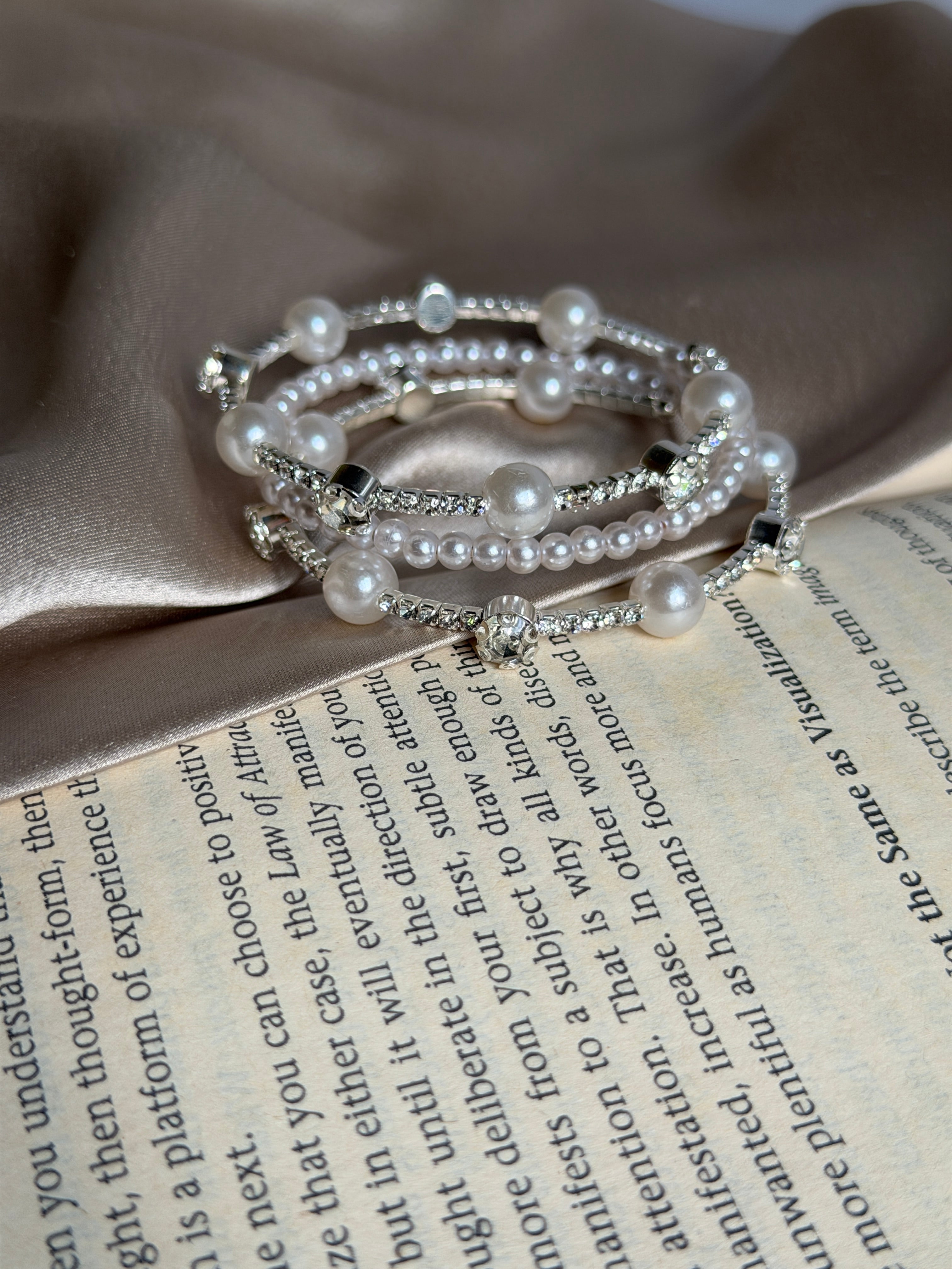 Spiral pearl bangle