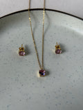Pink necklace earring set