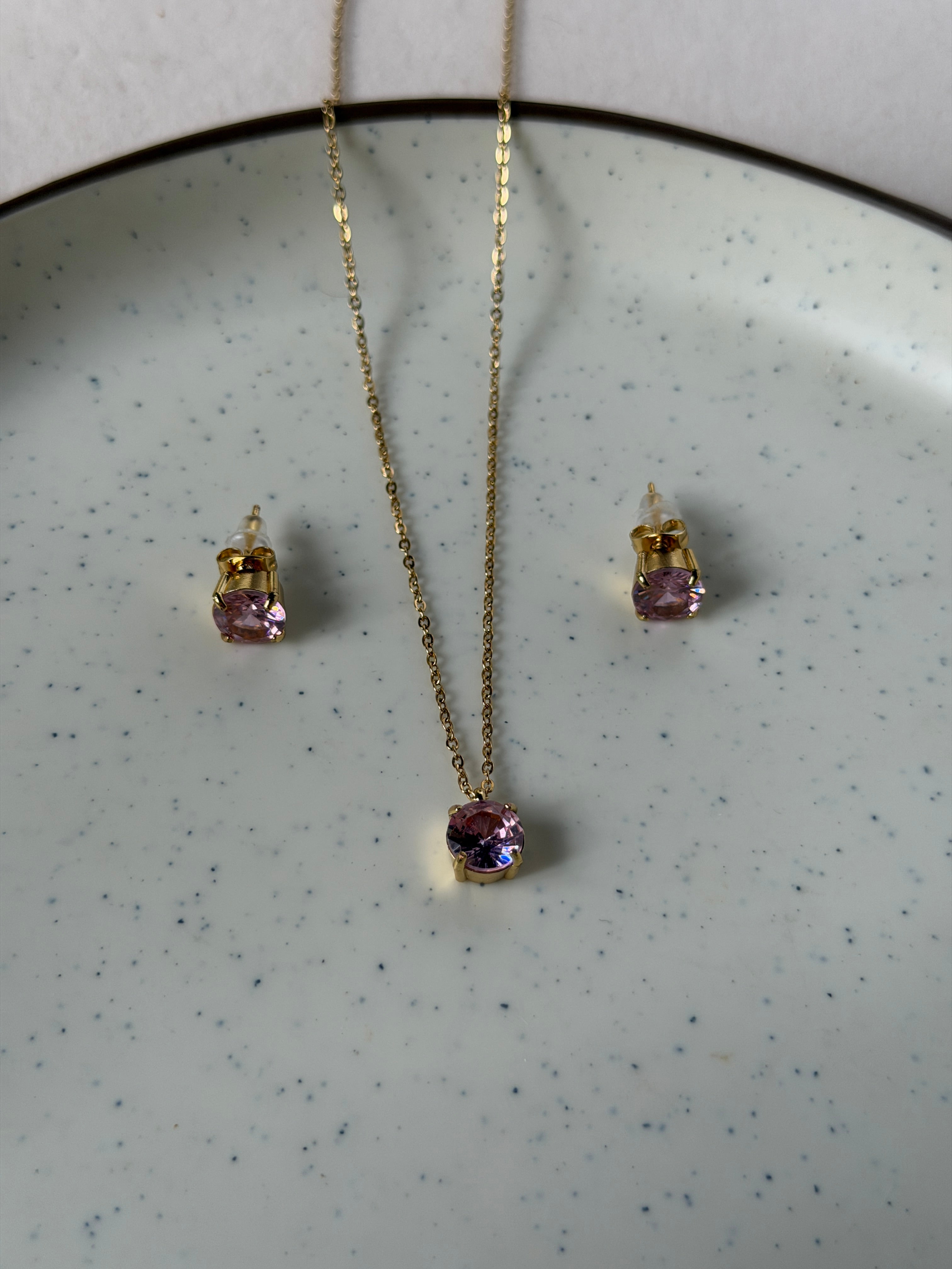 Pink necklace earring set
