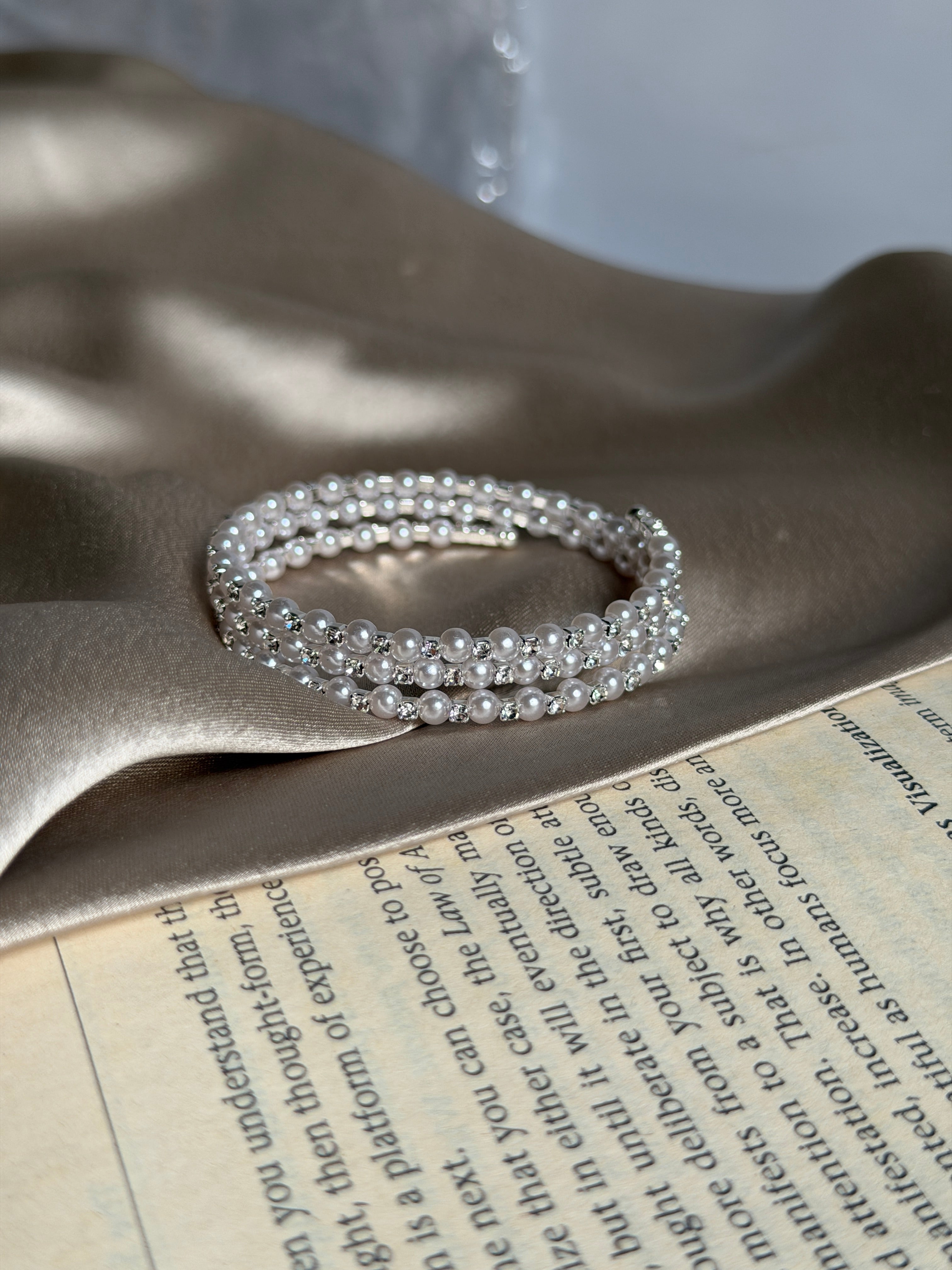 Spiral pearl bangle