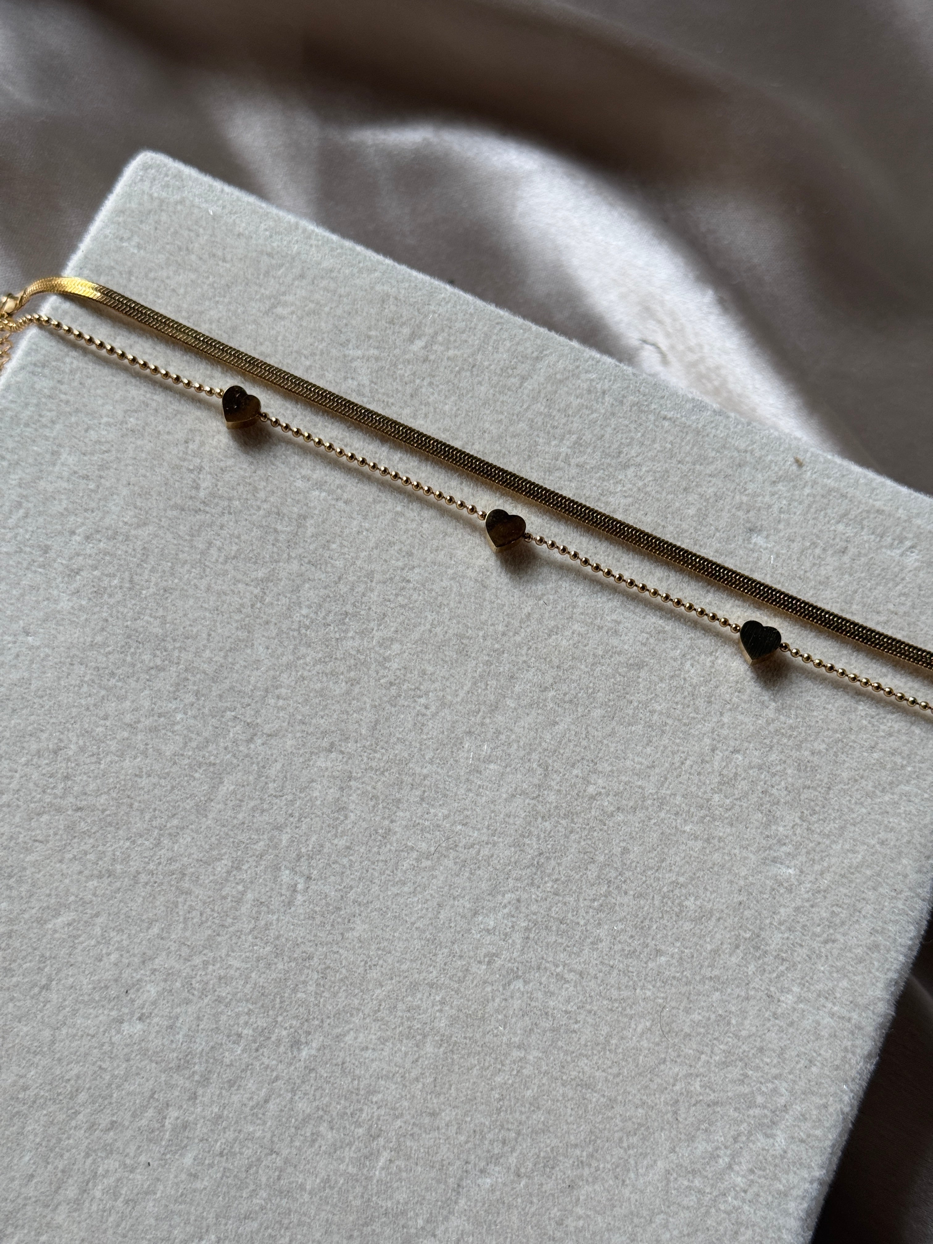 Double layer heart bracelet